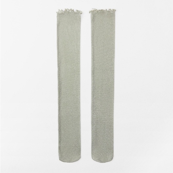 Zara METALLIC THREAD SOCKS. Gray Green. Size M. New with Tags. - Picture 2 of 2